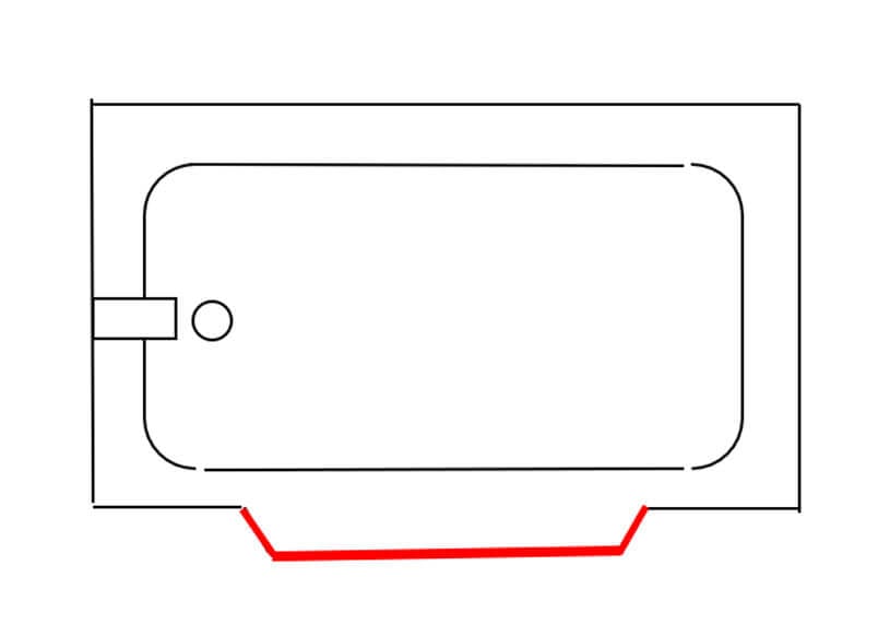 Birds-eye view of bump-out tub