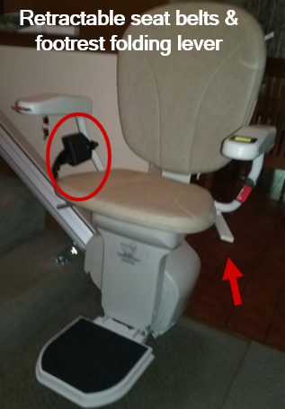 Retractable Belts & Footrest Folding Lever Retractable seat belts & accessible footrest folding lever